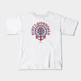 Fort Lauderdale, Florida, Anchor on Windrose Kids T-Shirt